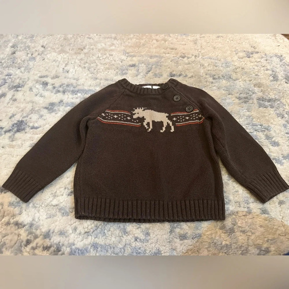 Sonoma Life + Style Baby Boy Moose Sweater Brown Pullover Size 18M - Picture 2 of 8